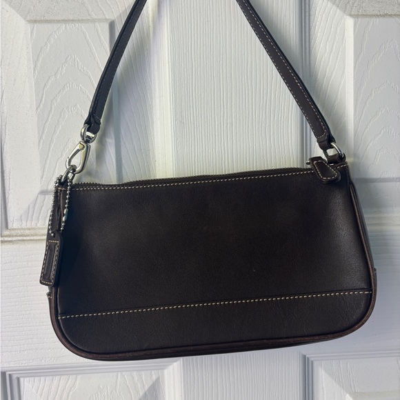 Vintage Coach Y2K Dark Brown Leather Shoulder Bag - Picture 1 of 7